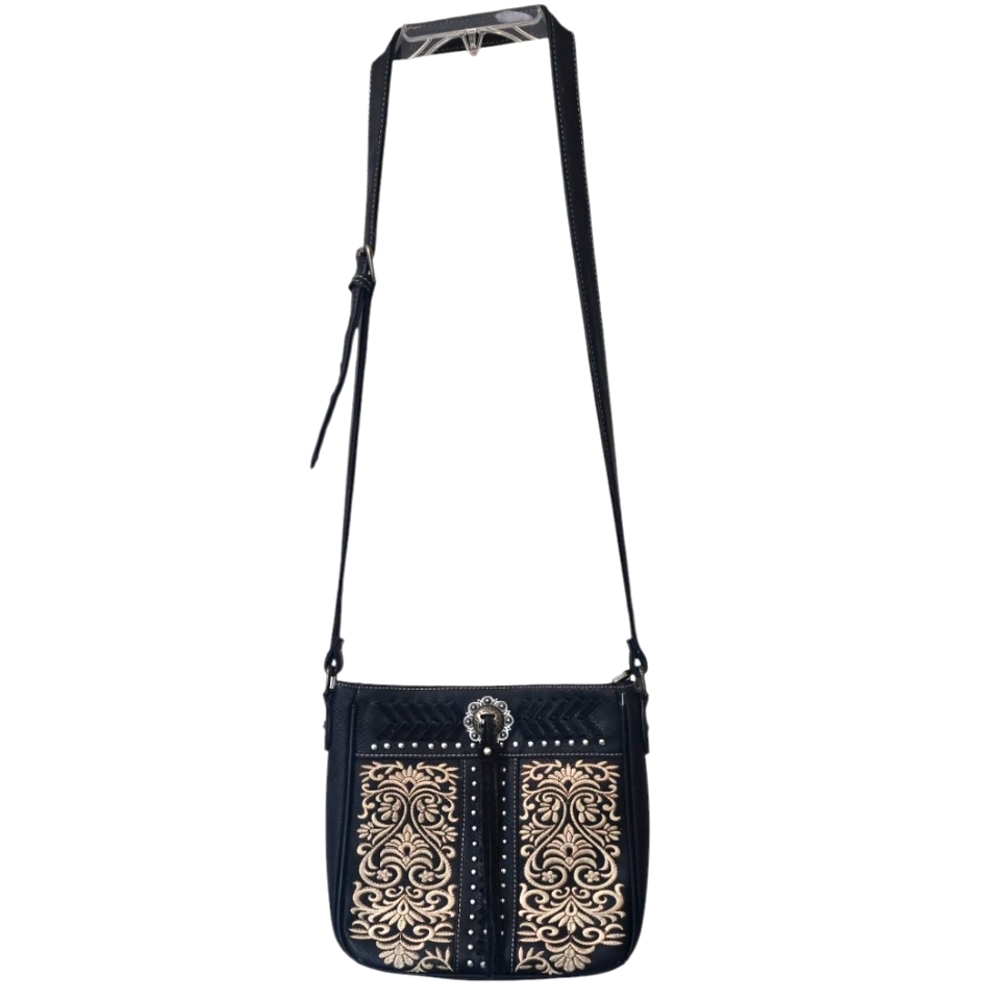P&G Embroidered Conceal Carry Western Tassle Purse Crossbody Bag.
